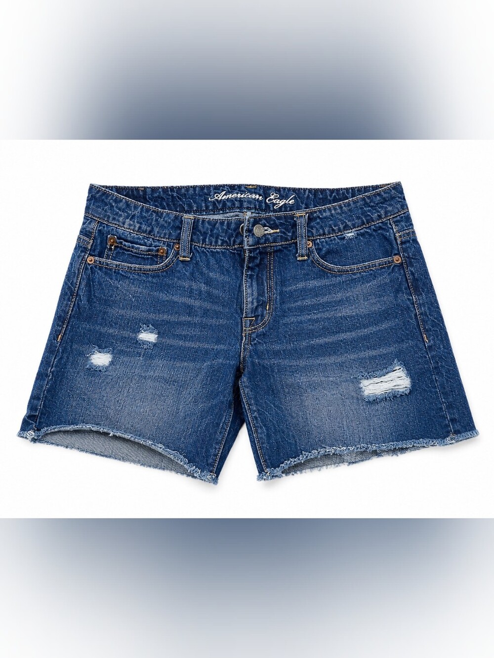 American Eagle Outfitters Women's Distressed Denim Shorts - Blue